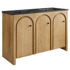 Modway - Appia Double évier 48" Vanette de salle de bain - Noir de chêne-Charnières à fermeture douce