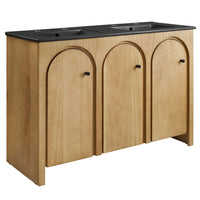 Modway - Appia Double évier 48" Vanette de salle de bain - Noir de chêne-Charnières à fermeture douce