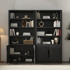 Manhattan Comfort - Rivington bibliothèque moderne à 4 étagères avec portes 40" Lot de 2 - Noir-Portes à fermeture douce offrant un rangement dissimulé avec 2 étagères
