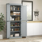 HOMCOM - Armoire de cuisine autoportante à 4 portes avec étagères - gris-Utilisez le dispositif anti-basculement à l'arrière pour fixer l'article au mur pour une sécurité supplémentaire 