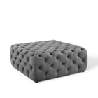 Modway - Amour Gros carré à boutons touffés Performance Velvet Ottoman - Gris-Ottoman à accents à boutons touffés
