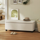 HOMCOM - Banc ottoman de rangement 44 po avec couvercle et pieds - beige-Matériau résistant à l'usure assurant une utilisation durable 