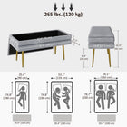 HOMCOM - Banc de rangement rembourré pour bout de lit - gris foncé-Banc de chambre élégant avec des pieds dorés ajoutant une touche de sophistication 