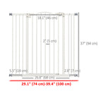 PawHut - Barrière pour Animaux 29"-39" avec Porte à Montage par Pression pour Chien - Blanc-Le cadre en métal sans plomb est solide et robuste