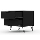 Manhattan Comfort - Rockefeller commode et table de chevet style milieu du siècle moderne - noir - ensemble de 2-Garantie limitée du fabricant de 30 jours