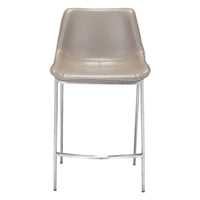 Zuo - Magnus Tabouret de comptoir - Brun/Silver - Ensemble de 2-Tissu en faux cuir doux et durable