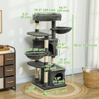PawHut - Arbre à chat 52,5 po avec lit, condos, hamacs - gris foncé-La housse en peluche douce offre confort et chaleur 