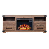 Manhattan Comfort - Ensemble de 2 cheminées modernes Richmond 60 po - Noir et brun-Cheminée électrique au style industriel chic pour usage intérieur dans le salon