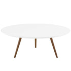 Modway - Lippa Rond de 40 po Bois Table basse avec base trépied - Blanc noyer-Table basse moderne du milieu du siècle