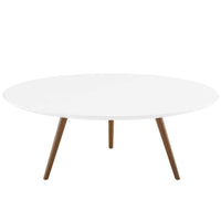 Modway - Lippa Rond de 40 po Bois Table basse avec base trépied - Blanc noyer-Table basse moderne du milieu du siècle