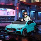 Qaba - Mercedes-Benz AMG CLA 45 voiture électrique sous licence 12V à chevaucher - bleu clair-Comprend des roues auxiliaires pour un déplacement stable sans alimentation 