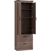 HOMCOM - Armoire de cuisine haute 67 po avec étagères réglables - espresso-Armoire à quatre niveaux et deux tiroirs maximisent l’espace de rangement 