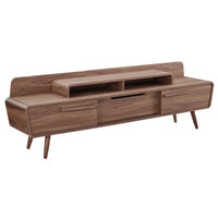 Modway - Omnistand 74 po Meuble TV, Noyer-Meuble téléviseur moderne du milieu du siècle