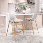 Zuo - Desi Tabouret de comptoir - Blanc/Or - Ensemble de 2-Assemblage requis