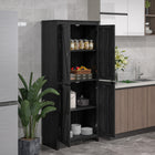 HOMCOM - Armoire de cuisine autoportante et buffet 72 po - noir-Poignées en métal faciles à saisir pour une ouverture et une fermeture simples 