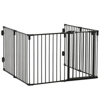 PawHut - Parc de sécurité pour animaux - Diviseur de pièce - Noir-Comprend 6 panneaux, peut être utilisé comme parc pour animaux, barrière de sécurité, clôture pour sapin de Noël et poêle, séparateur de pièce, etc