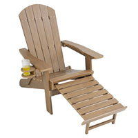 Backyard Lifestyles - Chaise Adirondack pliante avec repose-pieds escamotable et porte-gobelet - Brun-Fauteuil Adirondack pliable/escamotable avec repose pieds intégré.