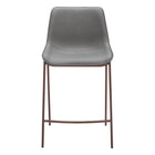 Zuo - Magnus Tabouret de comptoir - Slate Gris/Noyer - Ensemble de 2-Tissu en faux cuir doux et durable