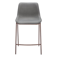 Zuo - Magnus Tabouret de comptoir - Slate Gris/Noyer - Ensemble de 2-Tissu en faux cuir doux et durable