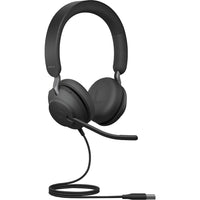 Jabra - Casque stéréo filaire USB-C supra-auriculaire Evolve2 40 SE avec câble d'extension - Unified-Isolation sonore avec oreillette inclinée