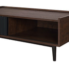 Manhattan Comfort - Table basse Duane 120 cm style mid-century moderne - marron foncé et noir-Design nervuré avec finition stratifiée effet bois