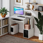 HOMCOM - Bureau d'ordinateur avec plateau à clavier coulissant - 39,25 po L x 15,75 po l x 34 po H - blanc-Comprend un compartiment latéral ouvert et un tiroir inférieur, offrant beaucoup d’espace de rangement pour vos dossiers, fournitures de bureau et autres documents