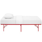Modway - Horizon Acier inoxydable Cadre de lit simple, Rouge-Espace de rangement généreux de 14"