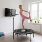Soozier - Mini Trampoline D’Exercice 39 po, Rebondisseur Fitness Intérieur - Noir-Guidon en T réglable sur 3 niveaux offrant une sécurité supplémentaire lors des sauts pendant l'entraînement    