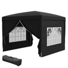 Outsunny - Tente de réception d'extérieur pliante 10 pi l x 10 pi L avec sac de transport, noir-Matériau Oxford à haute densité avec revêtement argenté, résistant à l'eau et aux UV