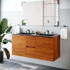 Modway - Scenic Double support mural de 48" Vanette de salle de bain - Cerise noire-Construction en mélamine