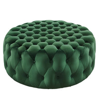 Modway - Amour Gros rond à boutons touffés Performance Velvet Ottoman - Émeraude-Ottoman à accents à boutons touffés