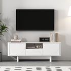 Manhattan Comfort - Meuble TV moderne Ella 59,1 po - Blanc-Comprend 1 ouverture pour les médias et la gestion des câbles Recommandé pour un écran de télévision de 55"