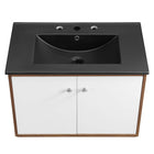 Modway - Transmit 30" Vanité de salle de bain murale - Noir noyer-Placage en plaques de particules et noyer