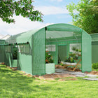 Outsunny - serre tunnel 13 pi x 10 pi x 6,5 pi avec grandes fenêtres et porte à glissière, vert-La serre et le tunnel possèdent six fenêtres en maille pour une meilleure circulation de l'air  

