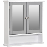 Kleankin - Armoire à pharmacie avec miroir - gris-Design élégant, idéal pour la cuisine, la salle de bain et plus encore 