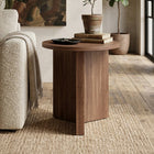 Hudson&Canal - Table d'appoint ronde Anders de 50 cm de largeur, , noyer satiné-Caractéristiques assemblage facile