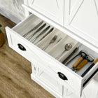 HOMCOM - Buffet de cuisine autoportant avec 4 portes - blanc-La surface recouverte de mélamine est résistante aux rayures et facile à nettoyer 