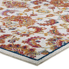 Modway - Entourage Treillis floral vintage Azami Vieilli Tapis de 5 pi l x 8 pi L - Ivoire Bleu Orange Jaune Rouge-Haute densité / Tissé à la machine