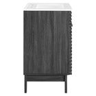 Modway - Render 24" Vanette de salle de bain - Blanc charbon-Coiffeuse à grains de noyer
