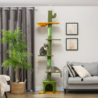 PawHut - Arbre à chat du sol au plafond 90,5 po-108 po hauteur réglable - vert-Centre de jeu avec hamac, plateformes et condo 