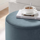Modway - Tilden Velours rond de performance de 16" Rembourré Ottoman - Cadet Blue Natural-Glissements au pied sans marquer