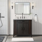 Modway - Steamforge 36" Vanette de salle de bain - Blanc Noir-Bassin d’évier en céramique