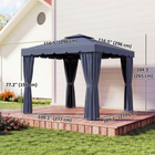 Outsunny - Tonnelle d’extérieur pour terrasse 10 pi l x 10 pi L avec parois latérales - bleu foncé-Structure en aluminium et acier, solide et résistante à la rouille avec revêtement en poudre