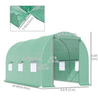 Outsunny - serre tunnel avec porte enroulable - 14.6' x 6.6' x 6.6'- 6 fenêtres pouvant être ouvertes et fermées pour une excellente ventilation  
