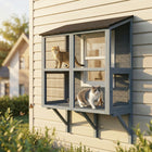 PawHut - Catio enclos extérieur pour chat, boîte de fenêtre 39,4 po L - gris-Deux portes permettent un accès facile ou une connexion à une aire de jeu prolongée 