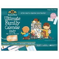 MotherWord - Ultime calendrier familial de luxe pour réfrigérateur 2026-2027 - 13 1/2 po H x 18 po l - anglais-16 grandes pages mensuelles détachables : septembre 2026 - décembre 2027