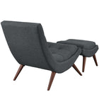 Modway - Ramp Tissu rembourré Ensemble de chaise longue - Gris-Pieds en bois de hêtre teint de cerisier