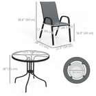 Outsunny - ensemble de salle à manger de patio 5 pièces - mobilier de jardin 4 places - gris foncé-Les dossiers en maille restent respirants, sèchent rapidement et offrent un confort quotidien