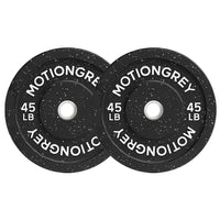 MotionGrey - Disques de musculation premium - Disques olympiques pour barre d’haltérophilie - 45 lb - Noir - Lot de 2-Plaques avec revêtement en caoutchouc durable : Revêtement épais qui réduit le bruit, protège le sol et assure une durabilité à long terme