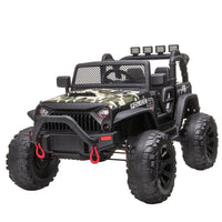 Aosom - camion jouet tout-terrain 12v pour enfants - camouflage-Avec une poignée rétractable, il peut être facilement transporté lorsque la batterie est déchargée 